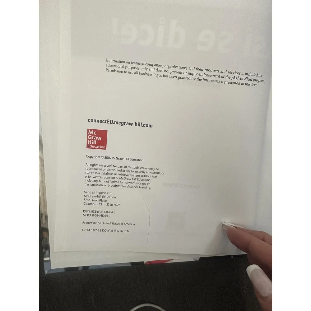 Así Se Dice Spanish 2 Textbook Schmitt‎ McGraw Hill Education Hardcover Language